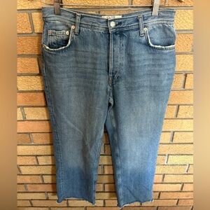 We the Free Free People Maggie Mid Rise Straight Leg Jeans Denim Crop Size 27